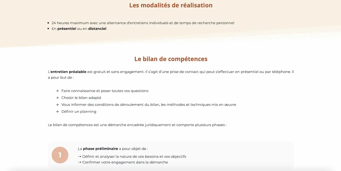 Site Evolva compétences, présentation du bilan