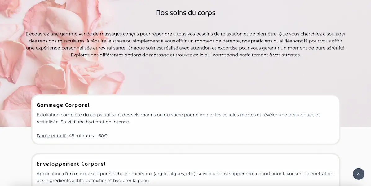 Présentation des soins du corps