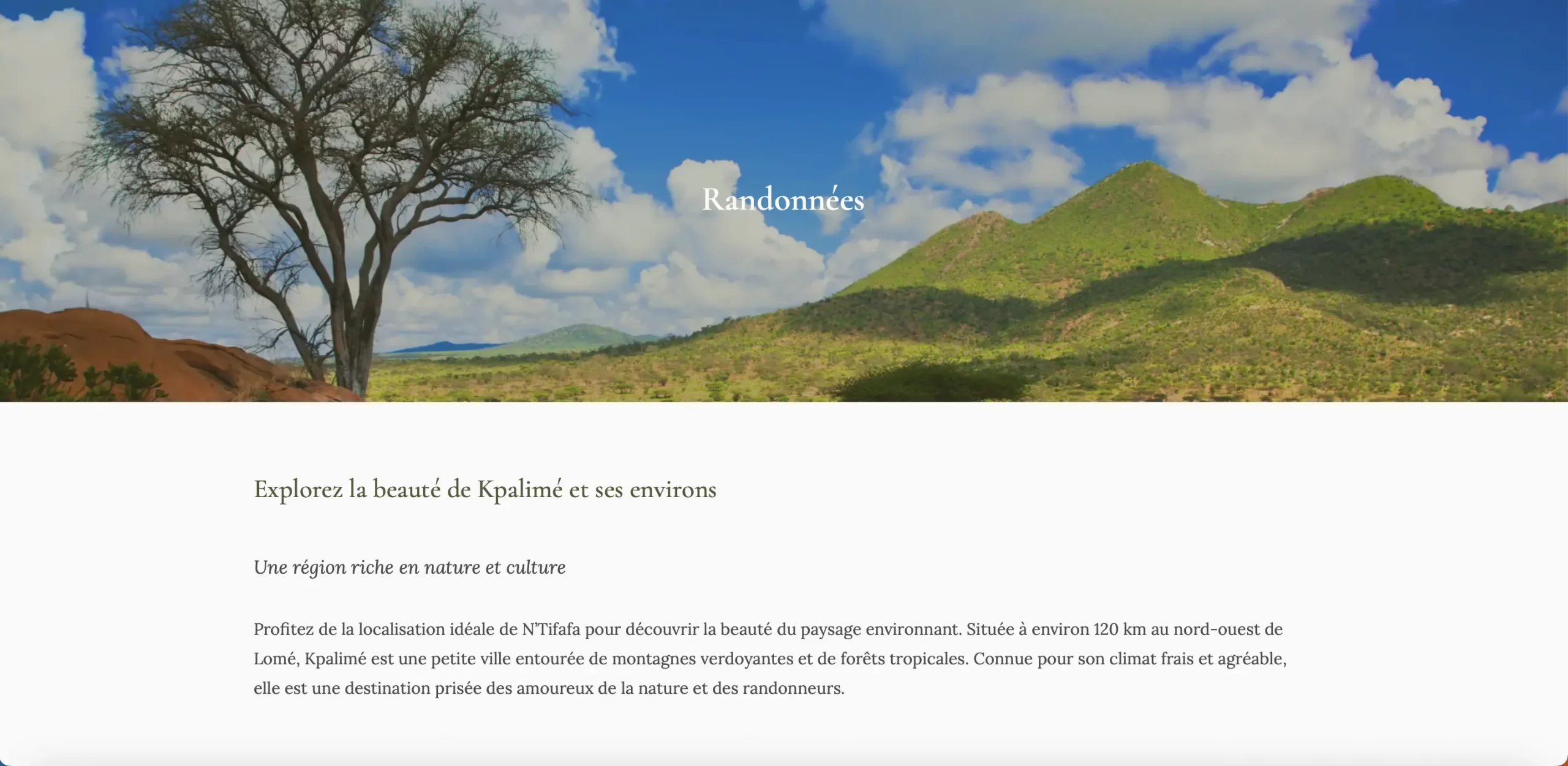 Présentation des activités et randonnées autour du gîte de Cité N'Tifafa